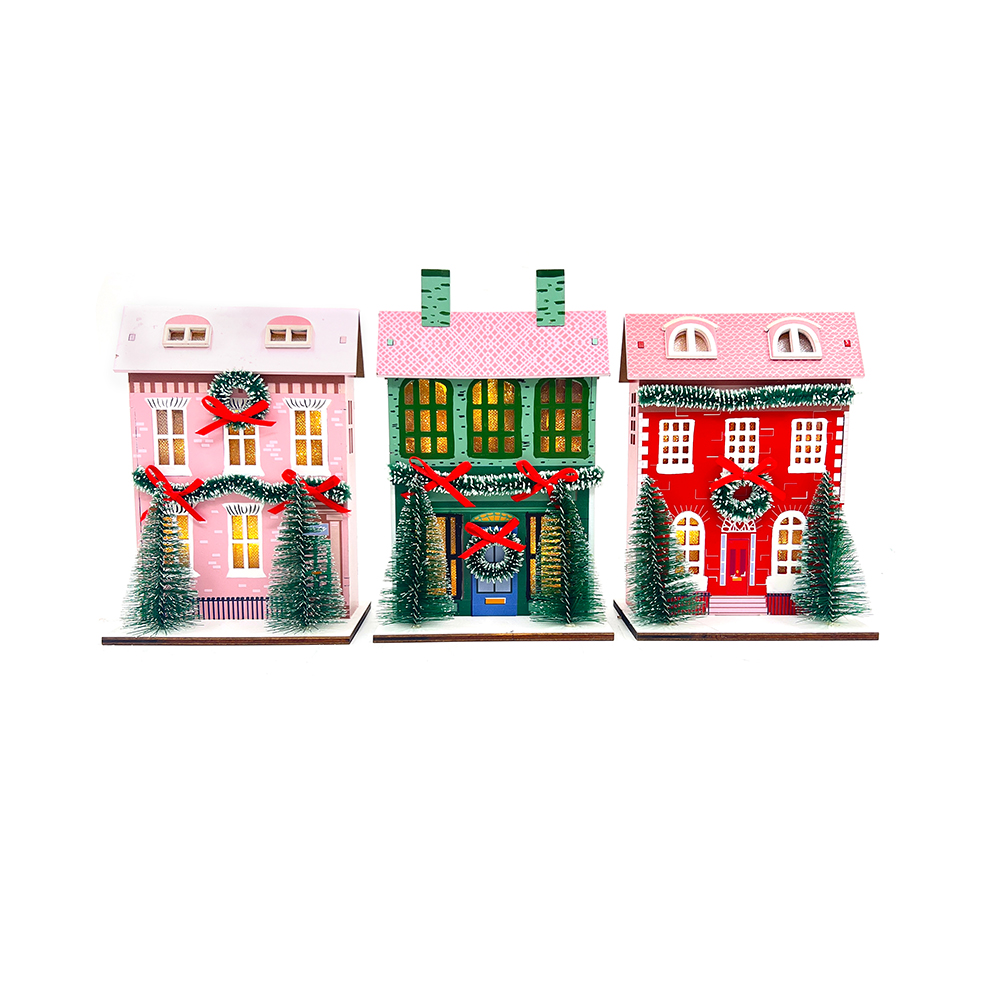 Indoor Lighted Christmas Village House Decor for Table
